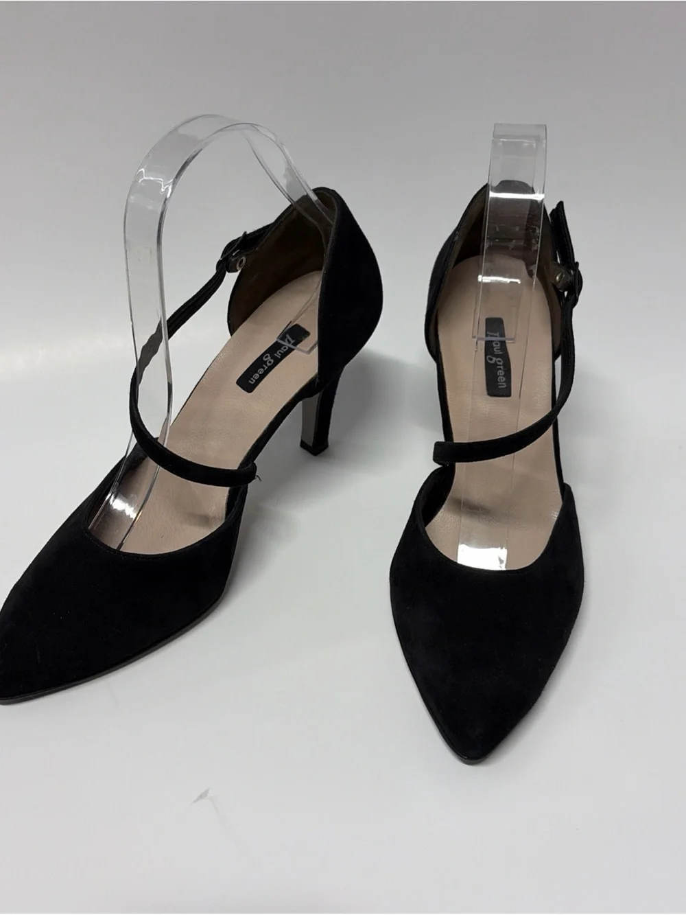 Paul Green Women’s Sz 7 Black Velvet Stiletto Cross Strap Heels Shoes